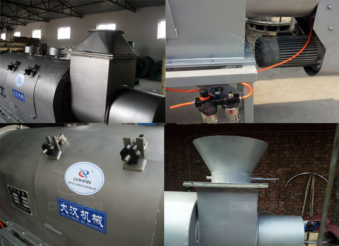 氣旋篩：電機，進料口，氣壓裝置等特寫圖片