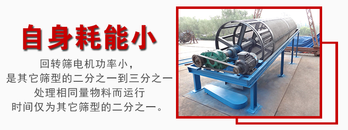 滾筒篩耗能小，使用壽命長，維修方便